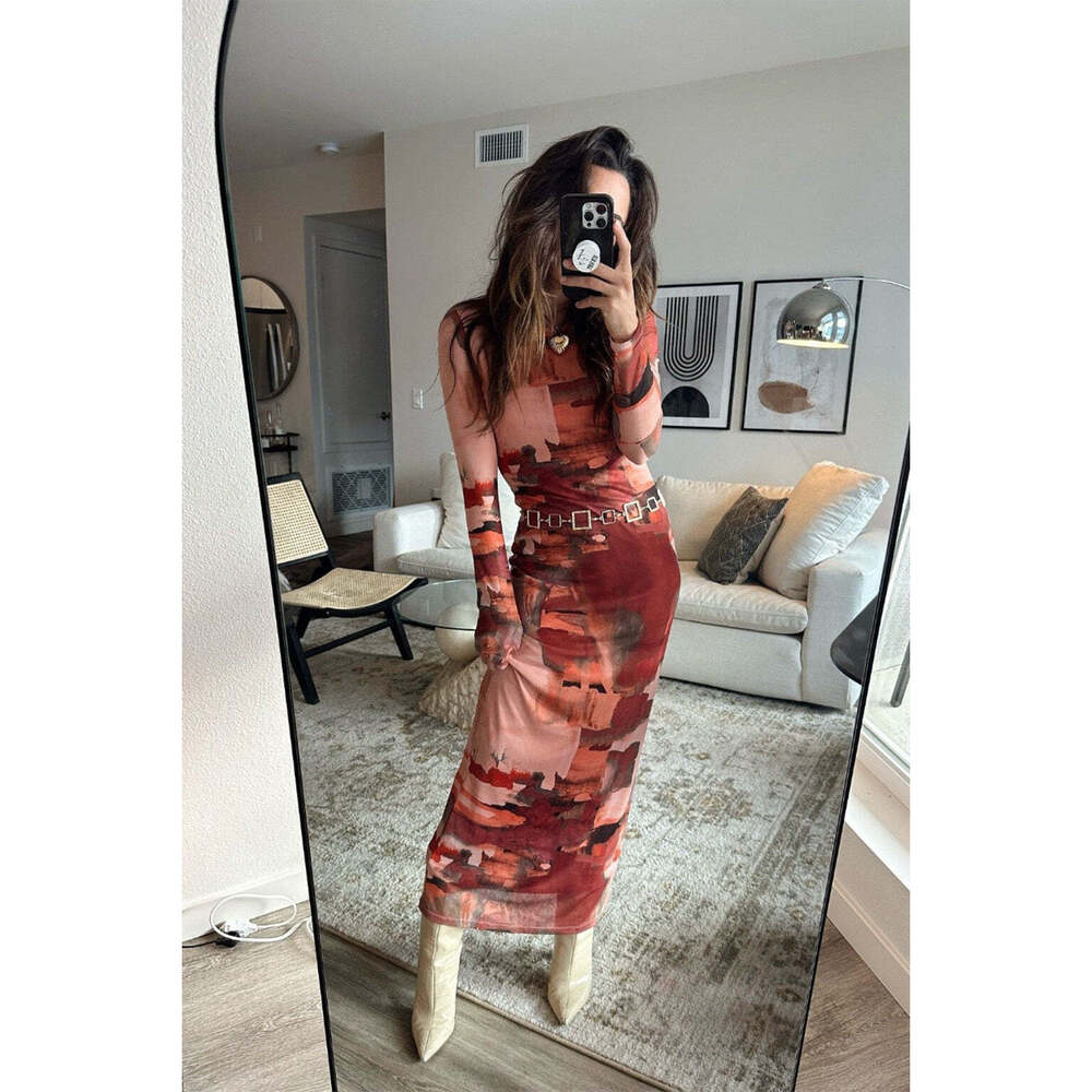 12th Tribe Casanova Printed Mesh Maxi Dress Size Small